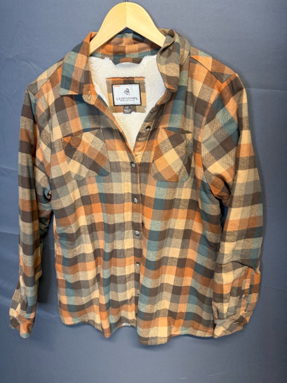 Legendary Whitetails Women L Sherpa Lined Flannel Shirt Jacket Plaid Shacket
